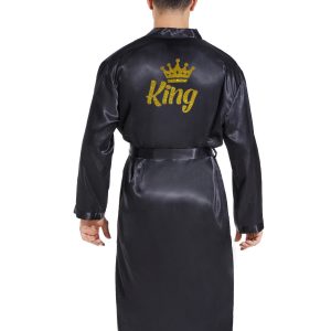 king glitter writing men robe satin crown design