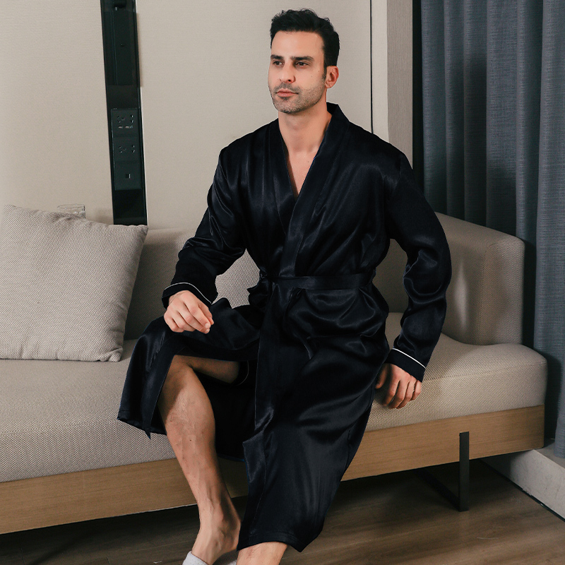 pajama men's spring and autumn silk thin style oversized pajamas long sleeved bathrobes ice silk bathrobes home clothing summer pajama men's spring and autumn silk thin style oversized pajamas long sleeved bathrobes ice silk bathrobes home clothing summer