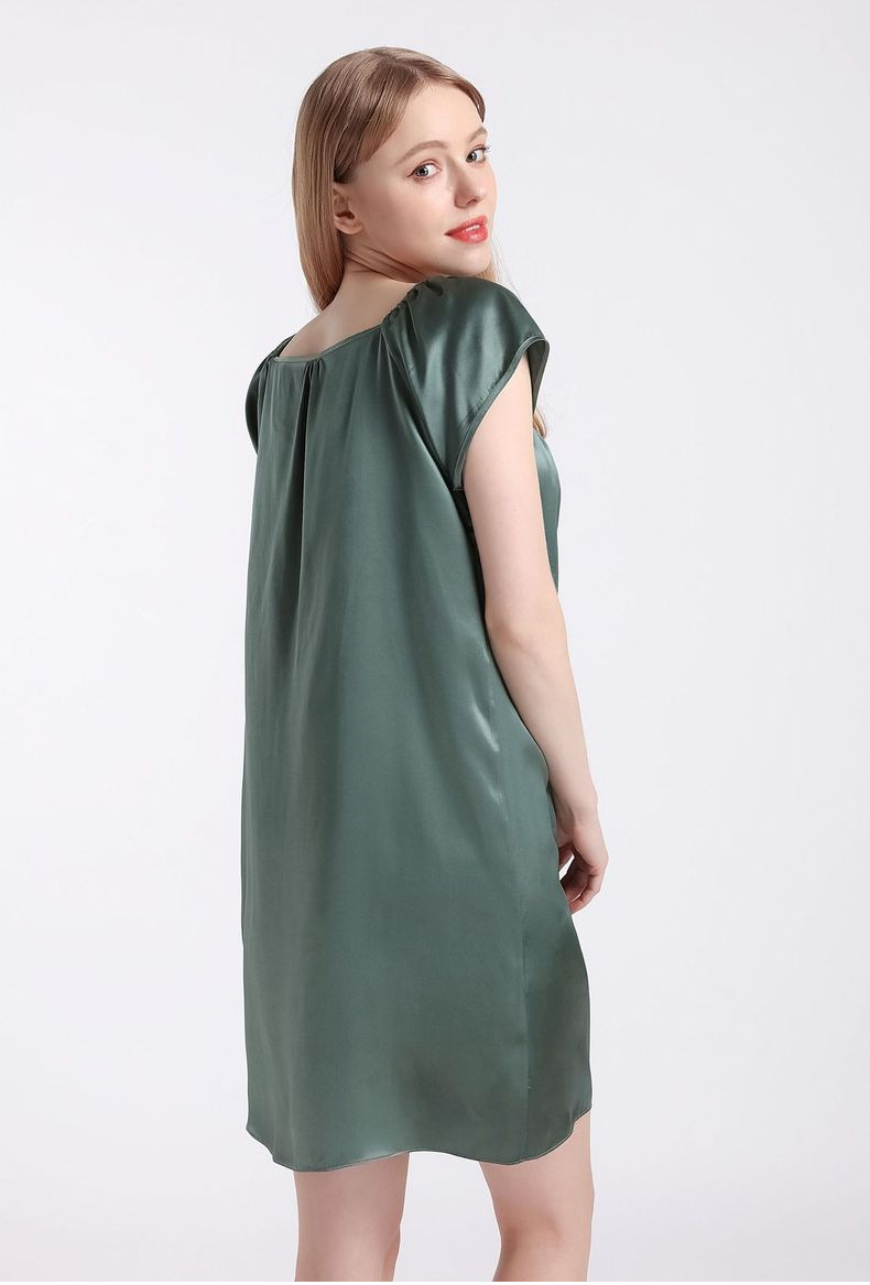 natural mulberry silk nightdress summer home color short sleeves women's home clothes can be worn outside nightwear natural mulberry silk nightdress summer home color short sleeves women's home clothes can be worn outside nightwear