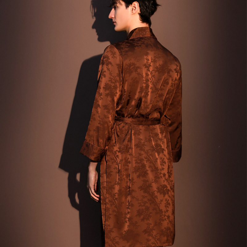 spring summer new jacquard men's robe silky satin kimono bathrobe gown male sleepwear homewear loose casual loungewear lingerie spring summer new jacquard men's robe silky satin kimono bathrobe gown male sleepwear homewear loose casual loungewear lingerie