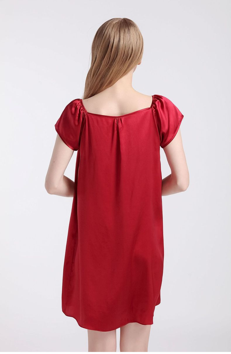 natural mulberry silk nightdress summer home color short sleeves women's home clothes can be worn outside nightwear natural mulberry silk nightdress summer home color short sleeves women's home clothes can be worn outside nightwear