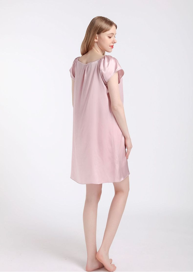 natural mulberry silk nightdress summer home color short sleeves women's home clothes can be worn outside nightwear natural mulberry silk nightdress summer home color short sleeves women's home clothes can be worn outside nightwear